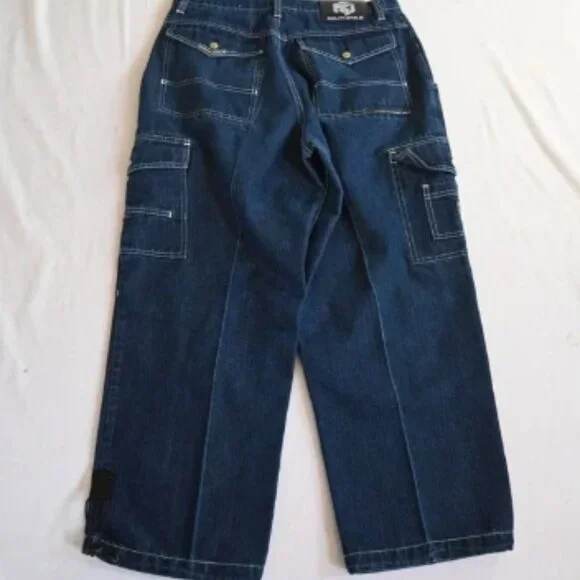 Southpole 34x30 Baggy Urban Y2K Cargo Paratrooper Dark Denim Mens Jeans